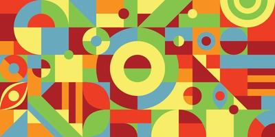 abstract decoration mosaic geometric shape colorful green orange yellow red and blue wallpaper background vector illustration EPS10