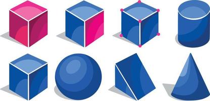 símbolo icono vector azul estereometría caras volumétricas geometría formas
