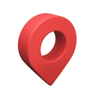 Red pin for pointing the destination on the map. 3d illustration with clipping path. png
