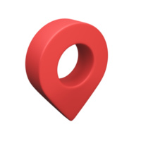 pin rojo para señalar el destino en el mapa. Ilustración 3D con trazado de recorte. png