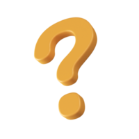 question mark icon questioning for answers. 3d illustration with clipping path. png
