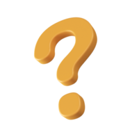 question mark icon questioning for answers. 3d illustration with clipping path. png