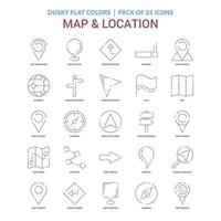 Map and Location icon Dusky Flat color Vintage 25 Icon Pack vector