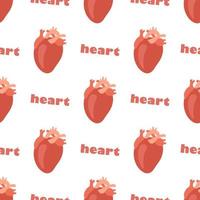 Human heart, cartoon style illustration. Seamless pattern. Vector illustration