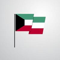 vector de diseño de bandera ondeante de kuwait