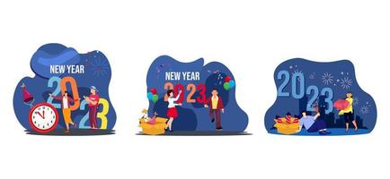 Party End of Year Flat Bundle Design vector