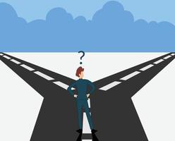 businessman choosing which path he should. flat design vector