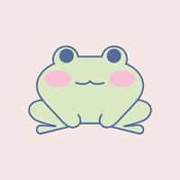 Cute Kawaii Frog in pastel design. Funny cartoon for print or sticker design. vector