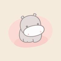 Cute Kawaii Hippo in pastel design. Funny cartoon for print or sticker design. vector