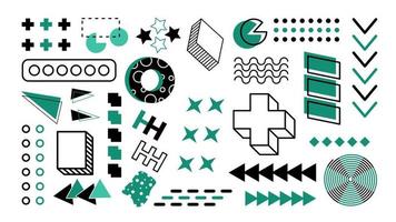 Memphis elements. retro funky graphic, 90s trends designs and vintage geometric print element vector