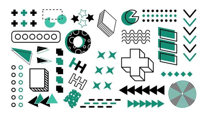 Memphis elements. retro funky graphic, 90s trends designs and vintage geometric print element