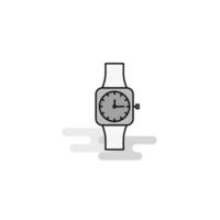 Watch Web Icon Flat Line Filled Gray Icon Vector