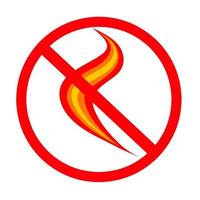 Dangerous fire icon sign with red circle. Do not touch the fire, do not come near, danger, be careful with heat. Vector illustration