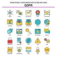 GDPR Flat Line Icon Set Business Concept Icons Design vector