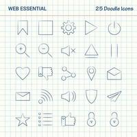 web esencial 25 iconos de garabato conjunto de iconos de negocios dibujados a mano vector