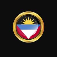 Antigua and Barbuda flag Golden button vector