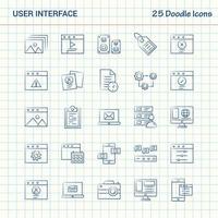 User Interface 25 Doodle Icons Hand Drawn Business Icon set vector