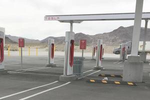 LOS ANGELES - MAY 21 - Tesla Charging Station at 71808 Baker Blvd on May 21, 2018 in Baker, CA photo