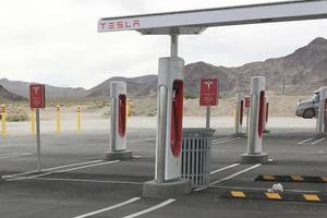 LOS ANGELES - MAY 21 - Tesla Charging Station at 71808 Baker Blvd on May 21, 2018 in Baker, CA photo