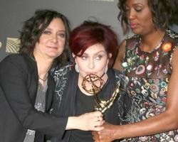 LOS ANGELES - APR 30 - Sara Gilbert, Sharon Osbourne, Aisha Tyler, Outstanding Entertainment Talk Show Host, The Talk in the 44th Daytime Emmy Awards Press Room at the Pasadena Civic Auditorium on April 30, 2017 in Pasadena, CA photo