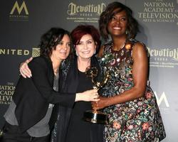 LOS ANGELES - APR 30 - Sara Gilbert, Sharon Osbourne, Aisha Tyler, Outstanding Entertainment Talk Show Host, The Talk in the 44th Daytime Emmy Awards Press Room at the Pasadena Civic Auditorium on April 30, 2017 in Pasadena, CA photo