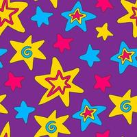 Positive seamless pattern with groovy stars vector