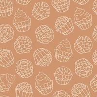 Food seamless pattern with doodle round chocolate candy vector