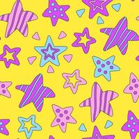 Groovy stars seamless pattern vector