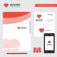 Heart beat Business Logo File Cover Visiting Card and Mobile App Design Vector Illustration