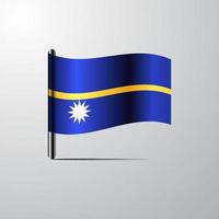 Nauru waving Shiny Flag design vector