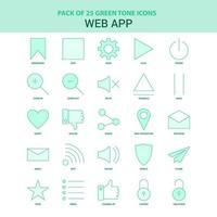 25 conjunto de iconos de aplicación web verde vector