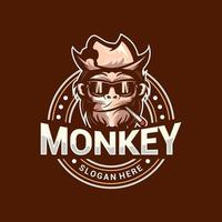 Geek monkey mascot vector logo illustration