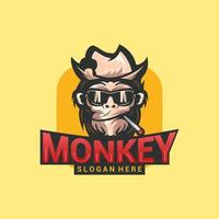 Geek monkey mascot vector logo illustration