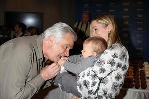 LOS ANGELES, FEB 7 - John McCook, with Jennifer Gareis and son Gavin at the 6000th Show Celebration at The Bold and The Beautiful at CBS Television City on February 7, 2011 in Los Angeles, CA photo