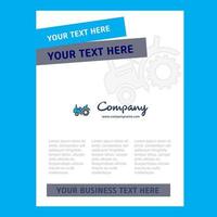 Tractor Title Page Design for Company profile annual report presentations leaflet Brochure Vector Background