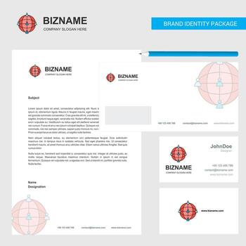 Global network Business Letterhead Envelope and visiting Card Design vector template