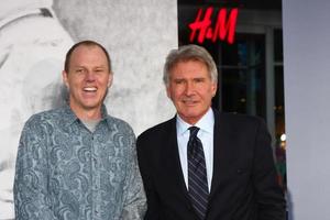 LOS ANGELES, APR 9 - Brian Helgeland, Harrison Ford arrives at the 42 Premiere at the Chinese Theater on April 9, 2013 in Los Angeles, CA photo