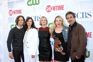 LOS ANGELES, JUL 29 - Matthew Gray Gubler, Jeanne Tripplehorn, A J Cook, Kirsten Vangsness, Joe Mantegna arrives at the CBS, CW, and Showtime 2012 Summer TCA party at Beverly Hilton Hotel Adjacent Parking Lot on July 29, 2012 in Beverly Hills, CA photo