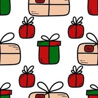 Doodle Christmas and new year vector seamless pattern