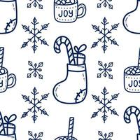 Doodle Christmas and new year vector seamless pattern