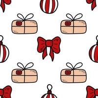 Doodle Christmas and new year vector seamless pattern