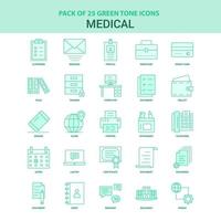 25 conjunto de iconos médicos verdes vector