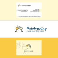 Beautiful Cheers Logo and business card vertical Design Vector