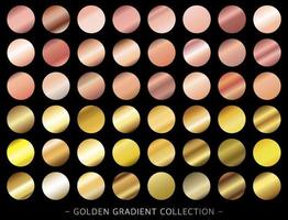 Golden gradient and rose-gold gradient collection, modern combinations of colors and shades. Color gradient palette in the form of circles. Vector. vector
