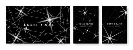 Luxury banner in dark colors, frame design with stars and geometric pattern. Luxury premium background pattern for menu, high end sale, luxury invitation template, official invitation, voucher. vector