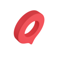 Red pin for pointing the destination on the map. 3d illustration png