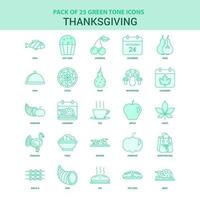 25 Green Thanksgiving Icon set vector