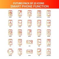 Orange Futuro 25 Smart phone functions Icon Set vector