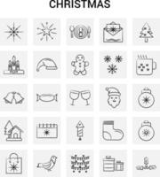 25 conjunto de iconos de navidad dibujados a mano fondo gris garabato vectorial vector