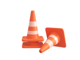 zona de melhoria de construção de cone de tráfego laranja 3d png